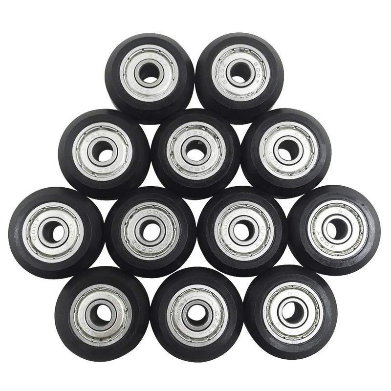 AFUNTA 12 Pcs Big Plastic Pulley Wheels with Bearings Gear Perlin for 3D Printer, Compatible with CR-10 / CR-10S / CNC Router Hybrid â€“ Black - Image 1